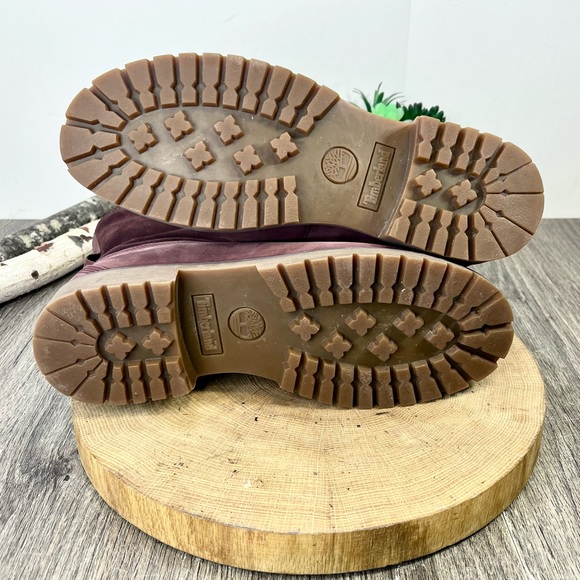 *Timberland | Waterproof Foldover Teddy Fleece Red Leather Suede Bootie Size 9.5 - Picture 13 of 16